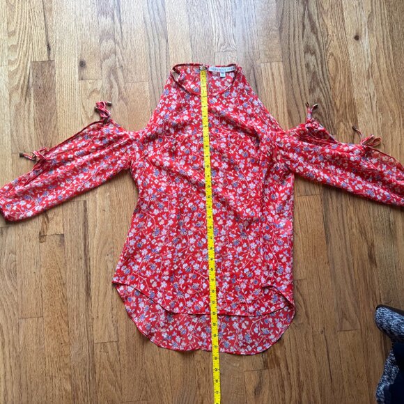 Veronica Beard Silk Cold-Shoulder Floral Blouse - Picture 3 of 3